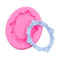 European vintage oval frame silicone mold for fondant and chocolate cake decoration - 15-1177 Pink