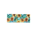 Light blue bohemian headband featuring sunflower and hummingbird floral pattern print - Sunflower Hummingbird