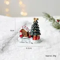 Miniature resin Christmas house with Santa and decorated tree, festive tabletop decor - Santa Tree House