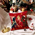 Kerstkussenhoes met vintage rode kardinaalvogel en labrador honden in feestelijke decoratie - Drie Puppy's