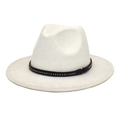 Detail of off-white felt hat featuring a black strap with gold and silver rivets - M (56-58cm) / White