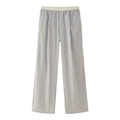 Pantaloni dritti da donna a righe verticali marroni e bianche con elastico in vita - XS / Pants