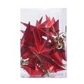 Set di decorazioni natalizie a stella ottagonale rossa in scatola con lacci dorati - 12 pezzi per scatola / Rosso