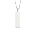 Polished silver stainless steel rectangular bar pendant necklace on a fine chain detail - Silver Color (MP497)
