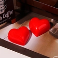 Pair of glossy red resin heart charms for DIY phone cases and fridge magnets - Heart-LOVE Red