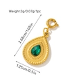 Polished gold square ripple pendant with emerald green rhinestone and size specs - Pendant (Water Drop Faceted Green Zircon Style 11)