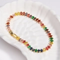Macro di zirconi colorati taglio marquise su un bracciale tennis placcato oro pregiato - Zircone Arcobaleno - Oro