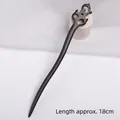 Handcrafted 18cm ebony wood hair pin with elegant hollowed-out flame carving - Adoration Mountain