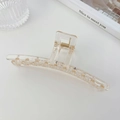 Elegant champagne transparent hair claw clip with a strong golden metal spring - Amber Transparent Large(FJ265)