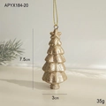Golden glitter Christmas tree ornament featuring a top star and hanging gold string - Christmas Tree