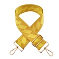 Detail of yellow bag strap with geometric weaving, metal buckle and spring hooks - No.12 Yellow