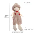Mini plush Christmas doll ornament in beige with knitted hat and striped overalls - Brown