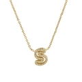 Elegant gold-plated brass necklace with a zircon-studded letter S pendant for women - Letter S