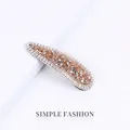 Sparkling champagne rhinestone teardrop hair clip with silver alloy base on white background - Style 2 Champagne [Teardrop]