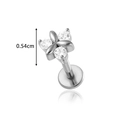 Silver stainless steel labret stud with crystal flower and flat back disk design - Small Flower Style (0196-7#) / Silver