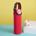 Red neoprene 750ml water bottle sleeve with adjustable black strap and buckle - Red