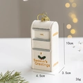 White resin mailbox Christmas ornament with Season's Greetings text and holly decor - Mailbox
