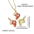 18K gold plated copper Christmas stocking pendant with red enamel and white zircon stones - Christmas Stocking Style A