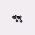 Minimalist pair of black stainless steel round disk stud earrings with butterfly backs - Black 3mm Pair
