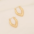 Detailed view of gold V-shaped textured earrings with ribbed metallic patterns - Ribbed V-Shape Style(7#)