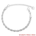 5,0mm versilberte Hip-Hop-Kordelkette mit 170mm Länge und verstellbarem 50mm Verlängerungsband - VL455 / 5.0mm / Weißgold