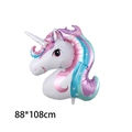 Large 3D unicorn head foil balloon with pink mane and silver horn for birthday parties - Starry Eye Unicorn-88*108cm