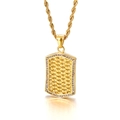 Collar de placa militar de acero de titanio dorado con tejido y diamantes brillantes - Dorado (KP96295)