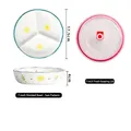 Bol divisé en céramique de 7 pouces avec motif soleil et couvercle hermétique rose - Bol 3 compartiments 7 pouces - Soleil avec couvercle