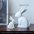Minimalist moonlight white rabbit ornaments with textured matte finish in two sizes - Parent-Child Set / Moonlight White