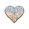 Enamel heart pin featuring purple mermaid scales and sandy beach design motifs - Purple Blue Fish Scale Beach Style (QHXZ221)
