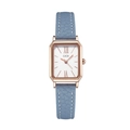 Orologio rettangolare dorato da donna con quadrante bianco e cinturino in pelle blu - Cassa Oro Rosa Quadrante Bianco Cinturino Blu Grigio