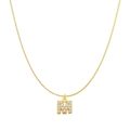 Golden M letter pendant necklace with zircons on round snake chain for women - Letter M