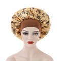 Detail of butterfly pattern on satin sleep bonnet with high elastic wide headband - 30cm / Gold