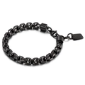 Pulsera de cadena de eslabones cuadrados en acero inoxidable negro con placa lisa - Estilo A Eslabones de Caja Redondeados (KB138820-KFC) / Negro
