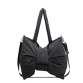 Fashionable black nylon bow tote bag with adjustable strap and spacious interior - Gray