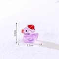 Miniature Christmas resin duck in translucent purple with glitter and festive red hat - Glitter Rose Red