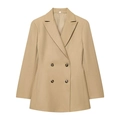 Dames slim fit khaki blazer set met dubbele rij knopen en broek met persplooien - XS / Blazers