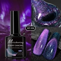 Close-up of MY-006 galaxy cat eye nail polish gel with purple shimmering starry effect - Arctic Star Cat Eye 06 (MY-006)