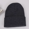 Classic dark grey knit beanie featuring a ribbed texture for winter warmth and comfort - Adult 56-60cm / Deep Heather Grey