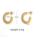 Detailed size map of 18k gold stainless steel twisted hoop earrings with 20mm outer diameter - 01-Twist Thread
