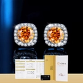 Orecchini a perno in argento 925 con moissanite arancione e certificato di GRA - Argento 925 / Orecchini moissanite arancioni da 50 punti