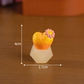 Miniature orange heart-shaped cactus figurine with flower and 4cm height dimension marker - No. 2 Heart Yellow
