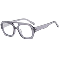 Vintage pilot aviator sunglasses with transparent grey frames and stylish double bridge design - Anti blue light / Smoke Gray