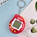 Retro red electronic virtual pet keychain game console with yellow buttons and metal chain - Retro/Red