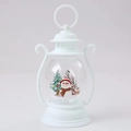 Detailed view of a white Christmas lantern featuring snowman and winter tree illustrations - Snowman / White Snowman
