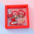 Christmas hair accessories set with snowman and wreath designs in red display gift box - Style 12
