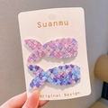 Cute pink and blue gradient sequin fishtail hair clips set for girls - Sequin Mermaid Tail (1041) / 2 Pcs/Set / Purple + Deep Blue