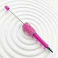 DIY beaded pen in pink with shimmering crystal rhinestones and silver metal accents - Fluorescent Rose Red