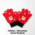 Gants en tricot de Noël rouges pour enfants avec motif Père Noël et poignets côtelés - Écran Tactile Plein Doigt Style Père Noël / Rouge / Enfants