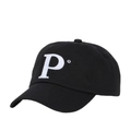 Cappellino da baseball nero in cotone con ricamo 3D della lettera P bianca e visiera - Nero
